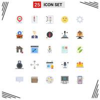 conjunto de 25 sinais de símbolos de ícones de interface do usuário modernos para definir elementos de design de vetores editáveis de emoji de sentimento de gerenciamento triste