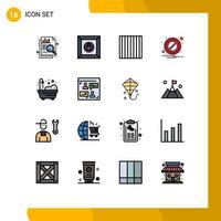 16 interface do usuário pacote de linha cheia de cores planas de sinais e símbolos modernos do usuário web massa chuveiro elementos de design de vetores criativos editáveis em casa