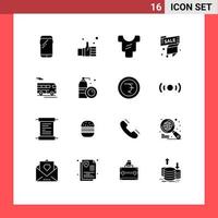 16 sinais de glifos sólidos universais símbolos de etiqueta de venda de oferta como elementos de design de vetores editáveis de roupas de venda