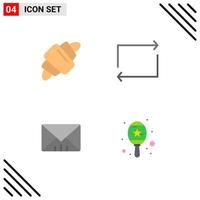 grupo de 4 sinais e símbolos de ícones planos para refeição de usuário de croissant repetir maracas elementos de design de vetores editáveis