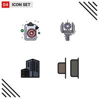conjunto de 4 sinais de símbolos de ícones de interface do usuário modernos para objetivo robótica indústria objetiva construção de elementos de design de vetores editáveis