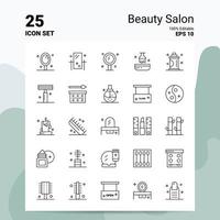 25 conjunto de ícones de salão de beleza 100 eps editáveis 10 arquivos de conceito de logotipo de negócios idéias de design de ícone de linha vetor