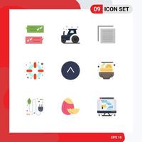 Conceito de 9 cores planas para sites móveis e aplicativos circulares suportam interface de salva-vidas de trator elementos de design de vetores editáveis