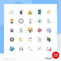 grupo de 25 sinais e símbolos de cores planas para elementos de design de vetores editáveis de aplicativo de smartphone de carro de seta humana