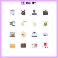 pacote de interface do usuário de 16 cores planas básicas de roupas, dinheiro, homem, finanças, cartão de crédito, pacote editável de elementos de design de vetores criativos