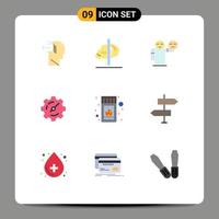 pacote de ícones vetoriais de estoque de 9 sinais e símbolos de linha para caixa de configuração de insight engrenagem emoji elementos de design de vetores editáveis