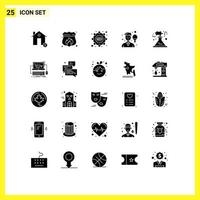grupo de 25 sinais e símbolos de glifos sólidos para elementos de design de vetores editáveis de avatar de homem de fogo esportivo de fábrica