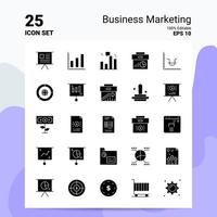 25 conjunto de ícones de marketing de negócios 100 eps editáveis 10 arquivos idéias de conceito de logotipo de negócios design de ícone de glifo sólido vetor