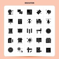 conjunto de ícones de educação sólido 25 design de estilo de glifo vetorial conjunto de ícones pretos web e design de ideias de negócios móveis ilustração em vetor