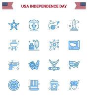 16 ícones criativos dos eua sinais modernos de independência e símbolos de 4 de julho de churrasco eua exército visão marco editável eua dia vetor elementos de design