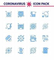 covid19 corona virus contaminação prevenção ícone azul 25 pack como espirro vírus doença papel saúde tosse coronavírus viral 2019nov doença vetor elementos de design