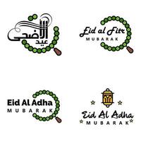 conjunto de 4 ilustração vetorial de design tipográfico eid al fitr feriado tradicional muçulmano eid mubarak utilizável como plano de fundo ou cartões vetor