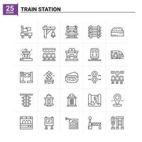 25 conjunto de ícones da estação de trem de fundo vetorial vetor