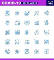 25 doença de coronavírus azul e ícone de vetor de prevenção fita hiv limpeza desinfetante de câncer coronavírus viral 2019nov elementos de design de vetor de doença