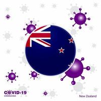 ore pela bandeira da tipografia do coronavírus covid19 da nova zelândia fique em casa fique saudável cuide de sua própria saúde vetor