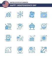 16 sinais azuis para o dia da independência dos eua amor de penas americanas data de adobe editáveis elementos de design vetorial do dia dos eua vetor