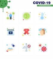 9 ilustrações vetoriais de pandemia de vírus corona de cor plana schudule calendário epidemia nomeação temperatura viral coronavírus 2019nov doença vetor elementos de design