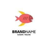 modelo de logotipo de negócios de mar de peixes de costa de praia cor plana vetor