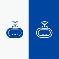 linha de sinal wi-fi de segurança do dispositivo e ícone sólido glifo banner azul linha e ícone sólido glifo banner azul vetor