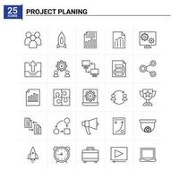 conjunto de ícones de planejamento de 25 projetos de fundo vetorial vetor