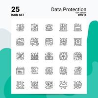 25 conjunto de ícones de proteção de dados 100 eps editáveis 10 arquivos de conceito de logotipo de negócios ideias de design de ícone de linha vetor