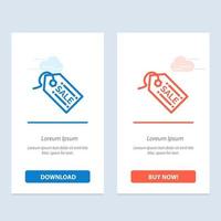 venda de marca de comércio eletrônico azul e vermelho baixe e compre agora modelo de cartão de widget da web vetor