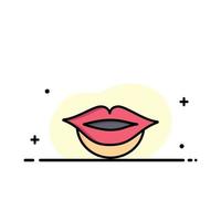 modelo de banner de vetor de ícone de linha plana de negócios de menina de lábios