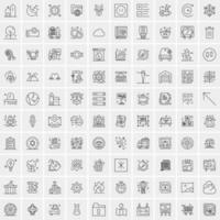 conjunto de 100 ícones universais modernos de linha fina para ícones de negócios de mix móvel e web, como setas, avatares, smileys, clima de negócios vetor