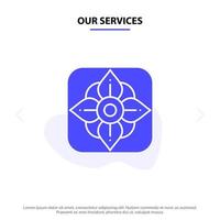 nossos serviços flor páscoa natureza ícone glifo sólido modelo de cartão da web vetor