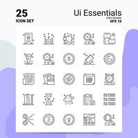 25 conjuntos de ícones essenciais da interface do usuário 100 eps editáveis 10 arquivos de conceito de logotipo de negócios idéias de design de ícone de linha vetor