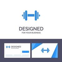 cartão de visita criativo e modelo de logotipo haltere fitness esporte motivação ilustração vetorial vetor