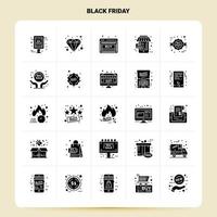 sólido 25 conjunto de ícones de sexta-feira negra design de estilo glifo vetorial conjunto de ícones pretos conjunto de ideias de negócios móveis e web design ilustração vetorial vetor