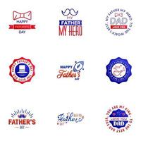 feliz dia dos pais 9 conjunto de tipografia azul e vermelha tipografia vetorial letras vintage para cartões de saudação banners design de camiseta você é o melhor pai elementos de design de vetores editáveis