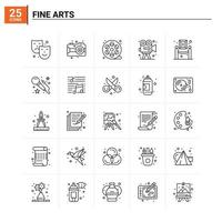 25 conjunto de ícones de belas artes de fundo vetorial vetor