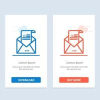 envelope de e-mail saudação convite correio azul e vermelho baixe e compre agora modelo de cartão de widget da web vetor