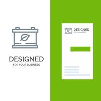 economia de bateria design de logotipo cinza verde e modelo de cartão de visita vetor
