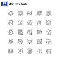 25 ícones de interface do usuário conjunto de fundo vetorial vetor