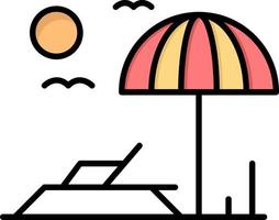 modelo de banner de ícone de vetor de ícone de cor plana de férias de espreguiçadeira de praia