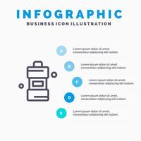 ícone de linha de detergente de limpeza de banheiro mais limpo com fundo de infográficos de apresentação de 5 etapas vetor