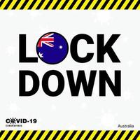 tipografia de bloqueio de coronavírus austrália com bandeira de país design de bloqueio de pandemia de coronavírus vetor