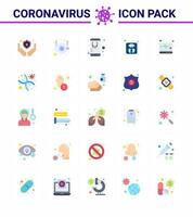 Pacote de ícones de 25 cores planas de coronavírus covid19, como escala de saúde de peso de emergência, elementos de design de vetor de doença viral on-line de 2019nov