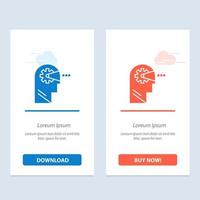 processo cognitivo mente cabeça azul e vermelha baixe e compre agora modelo de cartão de widget da web vetor