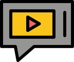 modelo de banner de ícone de vetor de ícone de cor plana de serviço de vídeo ao vivo de bate-papo