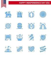 16 sinais azuis dos eua celebração do dia da independência símbolos de sinal polícia medalha americana independência editável dia dos eua vetor elementos de design