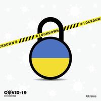 bloqueio de bloqueio da ucrânia modelo de conscientização sobre pandemia de coronavírus covid19 design de bloqueio vetor