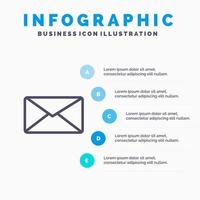 ícone de linha de interface de usuário de e-mail de e-mail com fundo de infográficos de apresentação de 5 etapas vetor