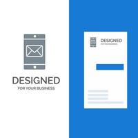 aplicativo móvel aplicativo móvel correio design de logotipo cinza e modelo de cartão de visita vetor