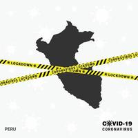 modelo de bloqueio de mapa do peru para pandemia de coronavírus para interromper a transmissão de vírus modelo de conscientização covid 19 vetor