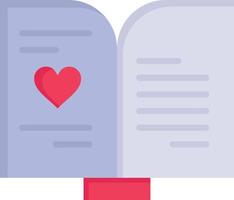 modelo de banner de ícone de vetor de ícone de cor plana de casamento de amor de livro