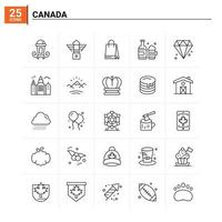 25 conjunto de ícones do Canadá fundo vetorial vetor